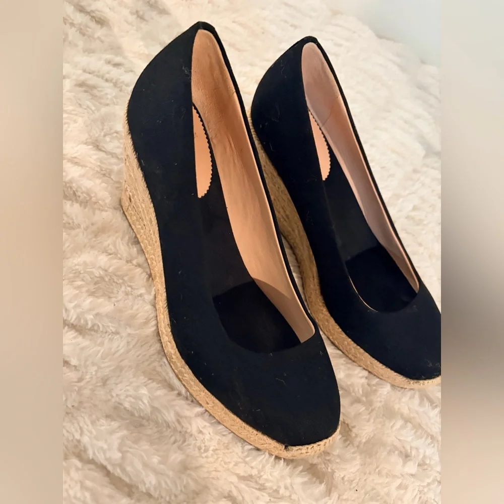 Black Wedge Espadrille Shoes J Crew sz 7 - Picture 4 of 17